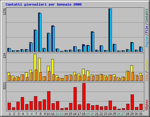 Contatti giornalieri per Gennaio 2008